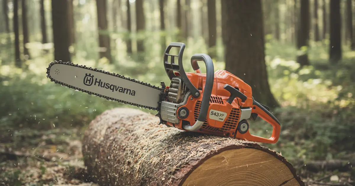 Husqvarna 543 XP Professional Gas Chainsaw on a cut log
