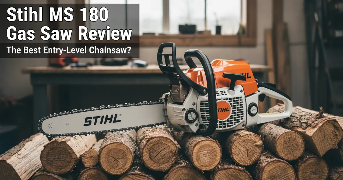 Stihl MS 180 entry-level gas chainsaw being used for yard cleanup and small tree felling