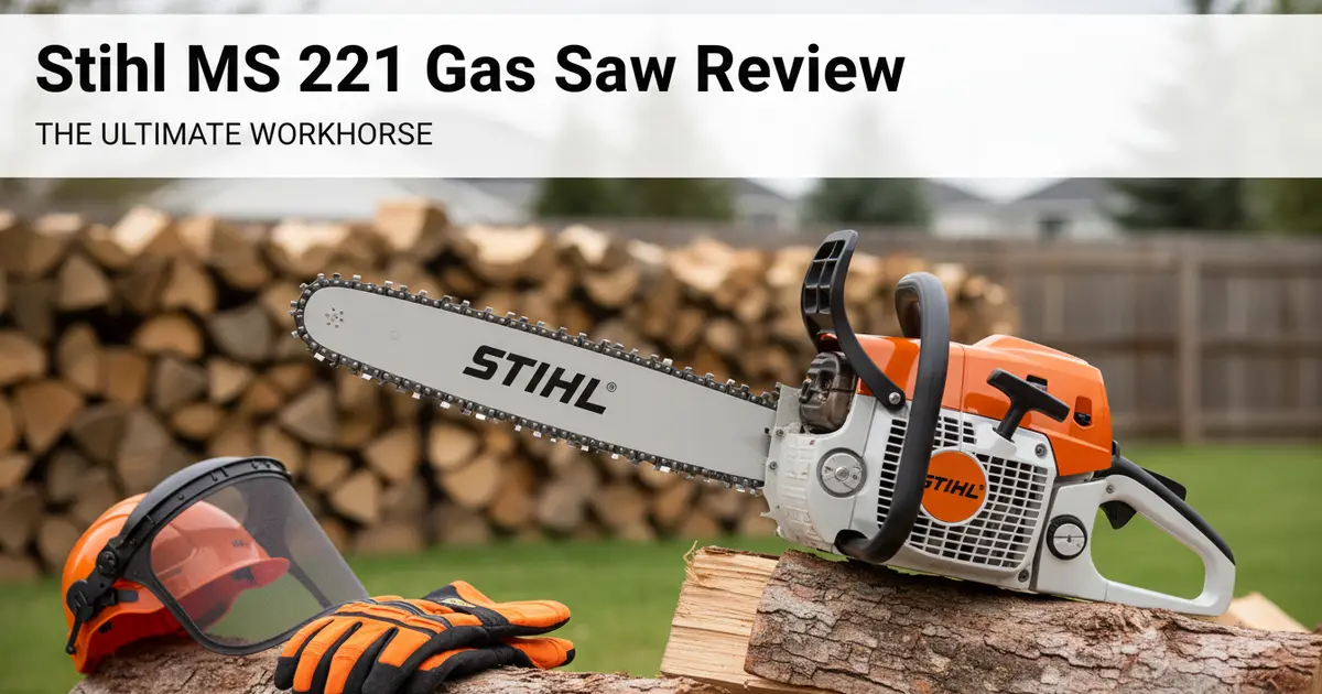 Stihl MS 211 residential gas chainsaw with 35.2cc engine on a suburban property